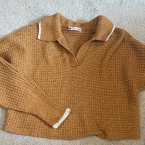 Cozy Yellow Sweater with White Trim